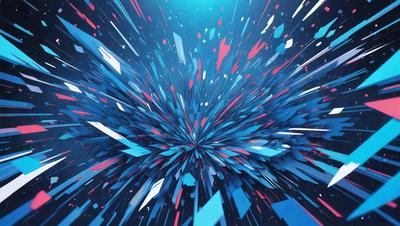 The primary subject of the image is a blue and pink swirl, which appears to be a digital art or illustration. The setting is a dark background, and the visual style is a combination of digital art and illustration. The dominant colors are blue and pink, creating a vibrant and energetic atmosphere.