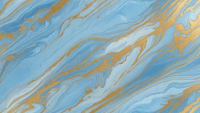 The primary subject of the image is a blue and gold marbled wallpaper with a gold and blue swirl pattern. The setting is a room with a blue and gold marbled wallpaper, which creates a visually appealing and luxurious atmosphere. The visual style of the image is a close-up of the wallpaper, showcasing its intricate design and colors. The dominant colors in the image are blue and gold, which evoke a sense of sophistication and elegance.