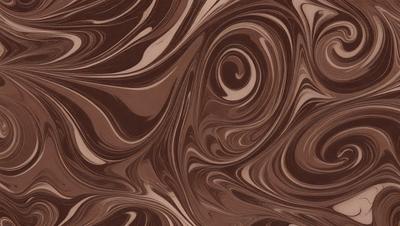 The primary subject of the image is a close-up of a brown and white swirling pattern, which appears to be a piece of art or a decorative surface. The setting is a room with a wall, and the visual style is a combination of a photo and a digital art or illustration. The dominant colors are brown and white, creating a warm and visually appealing atmosphere.