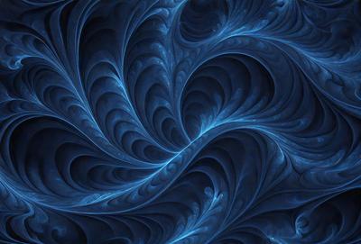 The primary subject of the image is a blue and white swirling pattern, which appears to be a digital art or illustration. The setting is a blue background, and the visual style suggests that it is a digital artwork or a pattern. The dominant colors are blue and white, creating a calm and soothing atmosphere.