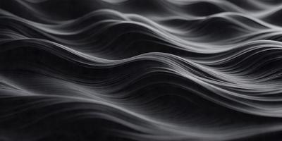The primary subject of the image is a black and white wave pattern. The setting is a dark background, which contrasts with the wave pattern. The visual style is a black and white photo, giving it a classic and timeless appearance. The dominant colors are black and white, creating a moody and dramatic atmosphere.