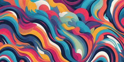The primary subject of the image is a colorful, abstract painting featuring a mix of blue, orange, and yellow colors. The painting is displayed on a wall, creating a vibrant and lively atmosphere. The visual style of the painting suggests that it is a digital art or illustration, rather than a photo or traditional painting. The colors and mood of the painting evoke a sense of energy and creativity, making it an eye-catching and engaging piece of art.