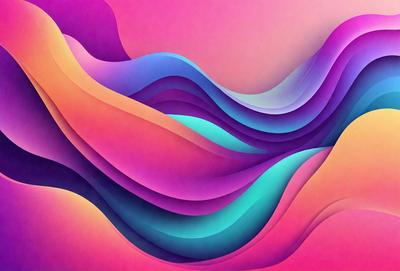 The primary subject of the image is a colorful, abstract wave pattern. The setting is a pink and purple background, which adds a vibrant and lively atmosphere to the scene. The visual style is a combination of digital art and illustration, creating a unique and eye-catching design. The dominant colors are pink, purple, and blue, which together evoke a sense of calmness and creativity.