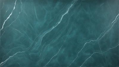 The primary subject of the image is a blue marble countertop. The setting is a kitchen, with the countertop being the main focus of the scene. The visual style is a close-up of the marble countertop, showcasing its texture and color. The dominant colors are blue and white, creating a calm and serene atmosphere.
