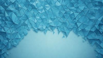 The primary subject of the image is a blue wall with a pattern of triangles. The setting is a room with a blue background, and the visual style appears to be a digital art or illustration. The dominant colors are blue and white, creating a calm and soothing atmosphere.