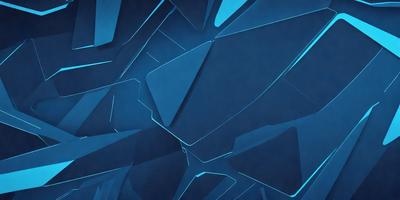 The primary subject of the image is a blue background with a pattern of triangles. The setting is a futuristic environment, possibly a space station or a futuristic city. The visual style is a combination of digital art and illustration, creating a unique and intriguing design. The dominant colors are blue and black, giving the image a cool and modern atmosphere.