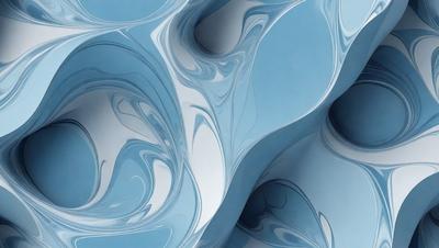 The primary subject of the image is a blue background with a pattern of swirling, curling, and twisting shapes. The visual style appears to be a combination of digital art and illustration, creating a dynamic and intricate design. The colors and mood of the image are predominantly blue, giving it a calm and serene atmosphere.
