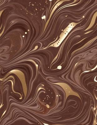 The primary subject of the image is a close-up of a chocolate-covered cake with gold flakes. The setting is a table, and the visual style is a close-up of the cake. The colors and mood of the image are predominantly brown and gold, giving it a warm and inviting atmosphere.