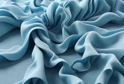 The primary subject of the image is a blue sheet of fabric, which is the main object, scene, or focus of the image. The setting is a table, and the visual style is a photo. The colors and mood of the image are predominantly blue, creating a calm and serene atmosphere.
