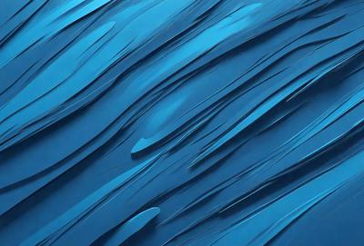 The primary subject of the image is a blue, textured surface with a pattern resembling a wave. The setting is a blue background, and the visual style appears to be a combination of digital art and illustration. The dominant colors are blue and white, creating a calm and serene atmosphere.