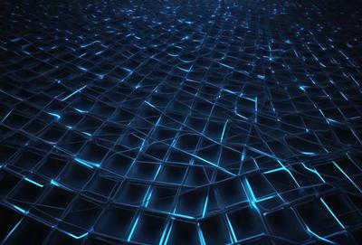 The primary subject of the image is a blue, geometric pattern. The setting is a dark blue background, which creates a contrasting and visually striking effect. The visual style is a combination of digital art and illustration, as the pattern appears to be a digital creation. The colors and mood of the image are predominantly blue, creating a calm and serene atmosphere.