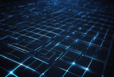 The primary subject of the image is a blue, geometric pattern. The setting is a dark, blue background, which creates a contrasting and visually striking scene. The visual style is a combination of digital art and illustration, as the pattern appears to be a digital creation. The colors and mood of the image are predominantly dark and moody, with the blue hue adding a sense of depth and sophistication to the overall atmosphere.