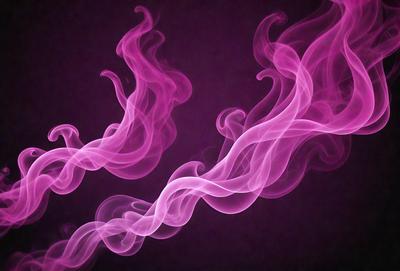 The primary subject of the image is a purple smoke or vapor, which appears to be a part of a larger, more complex pattern. The setting is a dark background, which contrasts with the purple smoke. The visual style of the image is a combination of a photo and digital art, creating a unique and intriguing appearance. The colors and mood of the image are predominantly purple, giving it a somewhat mysterious and enigmatic atmosphere.