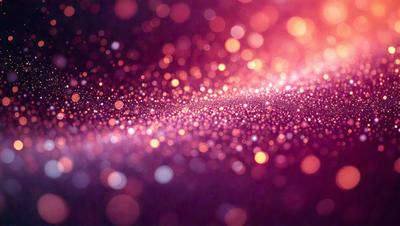 The primary subject of the image is a brightly colored, pink and orange background with a pattern of sparkling lights. The setting appears to be a dark room, and the visual style is a combination of a photo and digital art. The colors and mood of the image are vibrant and energetic, creating a lively atmosphere.