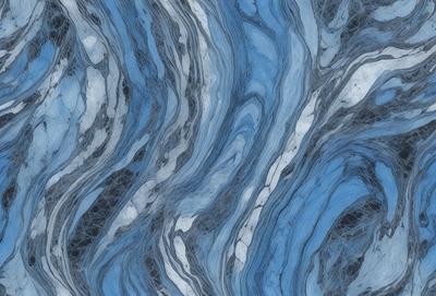 The primary subject of the image is a blue and white marbled pattern, which is the main object, scene, or focus of the image. The setting or background features a blue and white marbled surface, which is the environment, backdrop, or surface visible in the image. The visual style of the image is a photo, as it captures the natural beauty of the marbled pattern. The dominant colors in the image are blue and white, creating a calm and serene atmosphere.