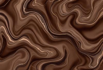 The primary subject of the image is a close-up of a chocolate-colored surface, possibly a piece of chocolate cake or a chocolate-themed wallpaper. The setting is a room with a brown and white color scheme. The visual style is a close-up of the chocolate surface, which gives a sense of depth and texture. The colors and mood of the image are predominantly brown and white, creating a warm and cozy atmosphere.