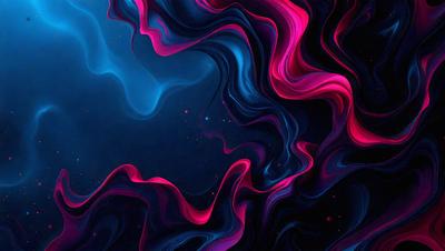 The primary subject of the image is a vibrant, colorful, and abstract artwork featuring a swirling pattern of pink, blue, and purple hues. The setting is a dark, starry background that contrasts with the artwork, creating a striking visual effect. The visual style is a combination of digital art and illustration, with the artwork appearing to be a painting or a digital design. The colors and mood of the image are lively, energetic, and captivating, evoking