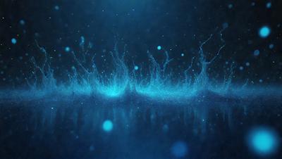 The primary subject of the image is a blue and white water-like pattern, which appears to be a digital art or illustration. The setting is a dark blue background, creating a contrasting and moody atmosphere. The visual style suggests that the image is a creative and artistic representation of water, possibly inspired by the ocean or a waterfall. The colors and mood convey a sense of depth and tranquility, as the viewer is drawn into the intricate and captivating design.
