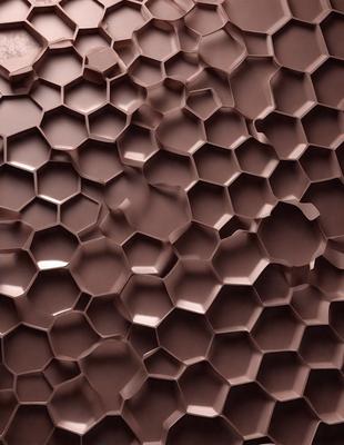 The primary subject of the image is a close-up of a brown, textured surface. The setting appears to be a patterned or textured wall, possibly made of cork or a similar material. The visual style of the image is a close-up, which emphasizes the intricate details of the surface. The colors in the image are predominantly brown, giving the scene a warm and earthy atmosphere.