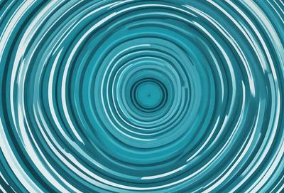 The primary subject of the image is a blue circle with a hole in the center. The setting is a blue background, and the visual style appears to be a digital art or illustration. The dominant colors are blue and white, creating a calm and serene atmosphere.
