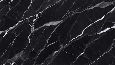 The primary subject of the image is a black and white marble pattern. The setting is a black background, which contrasts with the marble pattern. The visual style is a close-up of the marble pattern, showcasing its intricate details. The colors and mood of the image are predominantly black and white, giving it a classic and elegant appearance.