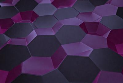 The primary subject of the image is a purple and black geometric pattern. The setting is a black background, and the visual style appears to be a digital art or illustration. The dominant colors in the image are purple and black, creating a bold and striking appearance.