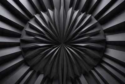 The primary subject of the image is a black and white pattern, which appears to be a close-up of a flower or a circular design. The setting is a black background, which contrasts with the pattern, creating a visually striking composition. The visual style of the image is a combination of a photo and a digital art or illustration, as it showcases the intricate details of the pattern. The colors and mood of the image are predominantly black and white, giving it a classic and timeless feel.