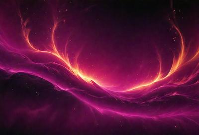The primary subject of the image is a brightly colored, swirling, and pinkish-purple pattern. The setting is a dark, starry background, which contrasts with the vibrant colors of the pattern. The visual style appears to be a combination of digital art and illustration, creating a unique and eye-catching design. The dominant colors and overall atmosphere of the image are energetic, lively, and captivating.