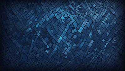 The primary subject of the image is a blue and white patterned surface, which appears to be a mosaic or a tile. The setting is a dark blue background, which contrasts with the light blue and white pattern. The visual style is a combination of digital art and illustration, creating a unique and intricate design. The colors and mood of the image are predominantly blue, with a touch of white, giving it a calm and serene atmosphere.