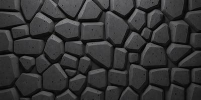 The primary subject of the image is a large, textured wall made of cement blocks. The setting is a dark room, and the visual style is a close-up of the cement wall. The dominant colors are gray and black, creating a moody atmosphere.