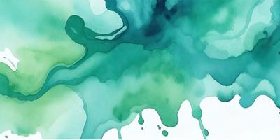 The primary subject of the image is a painting of a blue and green water-like substance. The setting is a white background, and the visual style appears to be a digital art or illustration. The dominant colors in the painting are blue and green, creating a serene and calming atmosphere.