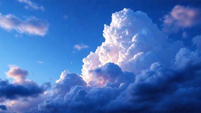 The primary subject of the image is a cloudy sky with a few clouds scattered throughout. The setting is a blue sky, which serves as the backdrop for the clouds. The visual style of the image is a photo, capturing the beauty of the cloudy sky. The colors in the image are predominantly blue and white, creating a calm and serene atmosphere.