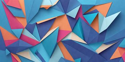 The primary subject of the image is a colorful, geometric pattern made up of various shapes and colors. The setting is a blue background, which contrasts with the vibrant colors of the pattern. The visual style is a combination of digital art and illustration, creating a unique and eye-catching design. The dominant colors are blue, pink, orange, and white, giving the pattern a lively and energetic atmosphere.