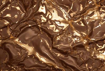 The primary subject of the image is a close-up of a gold-colored marble wall. The setting is a room with a marble wall, and the visual style is a close-up of the wall. The colors and mood of the image are dominated by the gold color of the marble, giving the scene a warm and luxurious atmosphere.