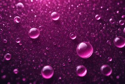 The primary subject of the image is a purple background with a pattern of water droplets. The setting is a dark, moody environment, and the visual style is a close-up of the purple background with the water droplets. The colors and mood of the image are predominantly purple, creating a dramatic and atmospheric scene.