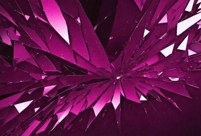 The primary subject of the image is a large, purple, glass-like structure with a pinkish hue. The setting is a dark, purple background, which contrasts with the vibrant colors of the glass. The visual style appears to be a combination of digital art and illustration, creating a unique and eye-catching design. The colors and mood of the image are predominantly purple and pink, giving it a distinct and artistic appearance.