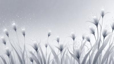 The primary subject of the image is a field of tall, white flowers. The setting is a cloudy sky, which serves as the backdrop for the flowers. The visual style of the image is a combination of photo and digital art, creating a unique and artistic representation of the flowers. The dominant colors in the image are white and gray, giving it a serene and peaceful atmosphere.