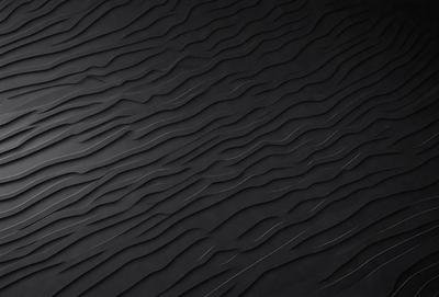 The primary subject of the image is a black and white patterned wallpaper. The setting is a black background, which contrasts with the patterned wallpaper. The visual style is a close-up of the wallpaper, showcasing its intricate design. The colors and mood of the image are predominantly black and white, giving it a classic and timeless appearance.