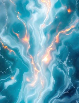 The primary subject of the image is a blue and white swirl pattern, which appears to be a digital art or illustration. The setting is a blue background, and the visual style is a combination of digital art and illustration. The dominant colors are blue and white, creating a calming and serene atmosphere.
