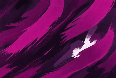 The primary subject of the image is a purple background with a white bird silhouette. The setting appears to be a painting or digital artwork, as the bird is depicted in a stylized manner. The visual style is a mix of digital art and illustration, creating a unique and artistic representation of the bird. The dominant colors in the image are purple and white, giving the scene a calm and serene atmosphere.
