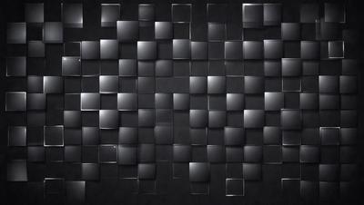 The primary subject of the image is a black and white patterned wall. The setting is a dark room, and the visual style is a combination of a photo and digital art. The dominant colors are black and white, creating a moody atmosphere.
