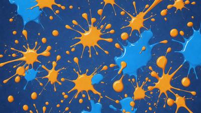 The primary subject of the image is a blue and orange pattern, which is a digital artwork. The setting is a blue background, and the visual style is digital art. The dominant colors are blue and orange, creating a vibrant and lively atmosphere.