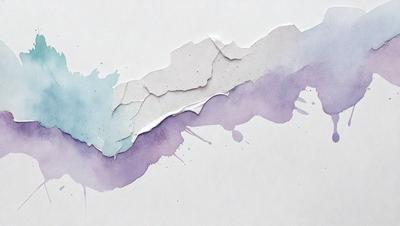 The primary subject of the image is a painting or drawing of a waterfall. The setting is a white background, and the visual style appears to be a combination of digital art and illustration. The colors and mood of the image are predominantly purple and blue, creating a serene and calming atmosphere.