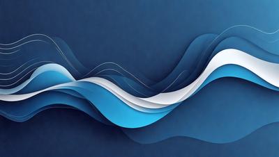 The primary subject of the image is a blue and white wave, which is the main focus of the scene. The setting is a blue background, which complements the colors of the wave. The visual style is a digital art or illustration, as the wave is depicted in a stylized manner. The dominant colors are blue and white, creating a calm and serene atmosphere.