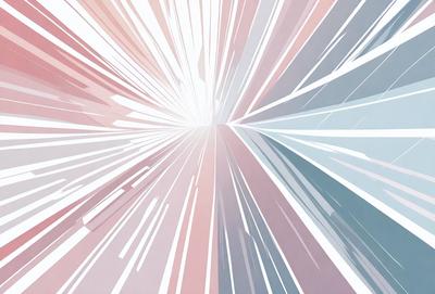 The primary subject of the image is a bright, colorful, and abstract light streak. The setting is a white background, which contrasts with the light streak. The visual style is a combination of digital art and illustration, creating a dynamic and eye-catching effect. The colors and mood of the image are predominantly pink and blue, giving it a vibrant and energetic atmosphere.