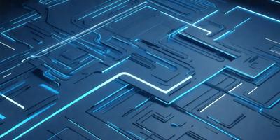 The primary subject of the image is a blue and black patterned surface. The setting is a futuristic, digital environment. The visual style is a combination of digital art and illustration. The dominant colors are blue and black, creating a futuristic and modern atmosphere.