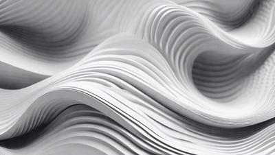 The primary subject of the image is a large, white, curved sculpture made of paper. The sculpture is displayed on a surface, possibly a table or a wall. The visual style of the image is a close-up of the paper sculpture, showcasing its intricate details and texture. The colors and mood of the image are predominantly white, giving it a clean and minimalist appearance.
