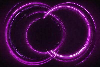 The primary subject of the image is a purple circle with a purple line going through it. The setting is a dark background, and the visual style appears to be a digital art or illustration. The colors and mood of the image are predominantly purple, creating a sense of calmness and tranquility.