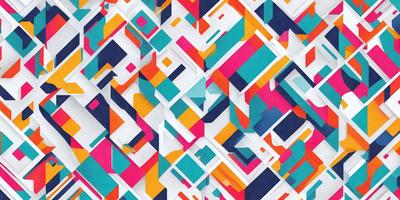 The primary subject of the image is a colorful, abstract pattern. The setting is a white background, which provides a clean and uncluttered look. The visual style is a combination of digital art and illustration, creating a vibrant and dynamic appearance. The dominant colors in the image are a mix of pink, blue, orange, and green, giving the pattern a lively and energetic feel.