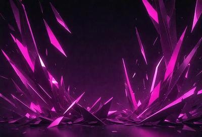 The primary subject of the image is a large, pink, glass-like structure with a purple background. The setting appears to be a futuristic or fantasy environment. The visual style of the image is digital art, as it is a computer-generated or digitally created piece. The dominant colors in the image are pink and purple, creating a vibrant and unique atmosphere.